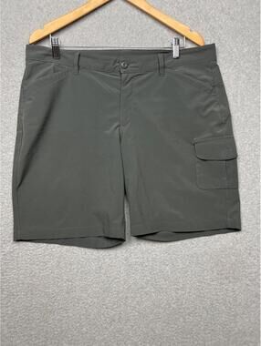 Eddie Bauer Womens Grey Flat Front Cargo Short Size 14 Mid Rise Stretch Comfort